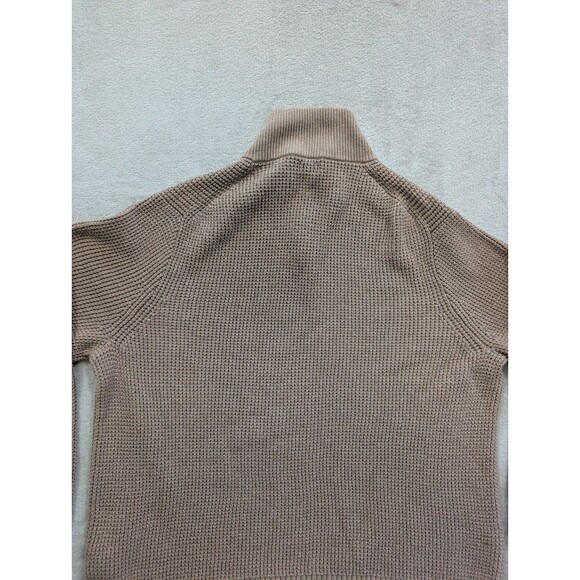 J Crew Mens XL Tan Waffle Texture Cotton Knit 1/4 Zip Sweater Pullover - Picture 14 of 16